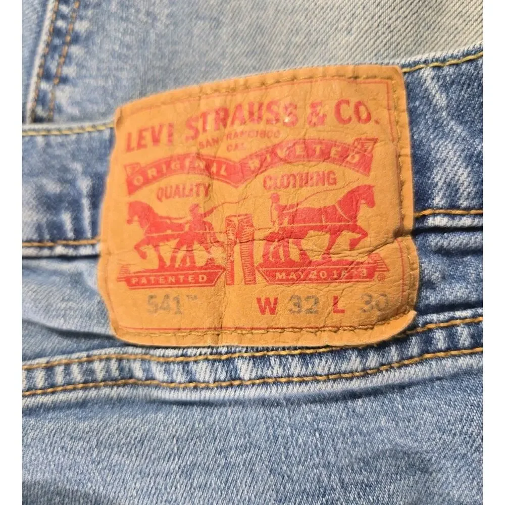 Levi's 541 Athletic Fit Jeans Mens 32x27 Blue Wash Tapered Denim #093